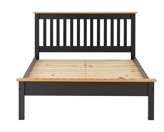 MONACO 4'6" LOW END BED - DARK GREY/OAK EFFECT