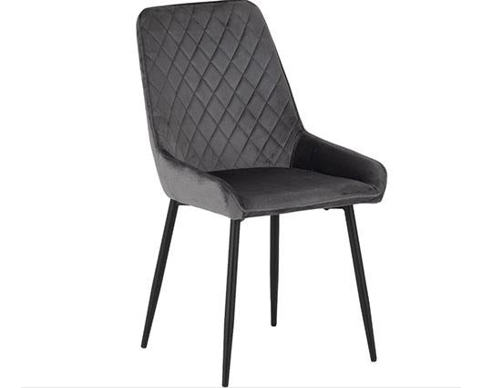 ATHENS ROUND & AVERY DINING SET (X4 CHAIRS) - CONCRETE/GREY VELVET