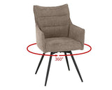 LEWIS CARVER SWIVEL DINING CHAIR (X2 PER BOX) - FAWN FABRIC