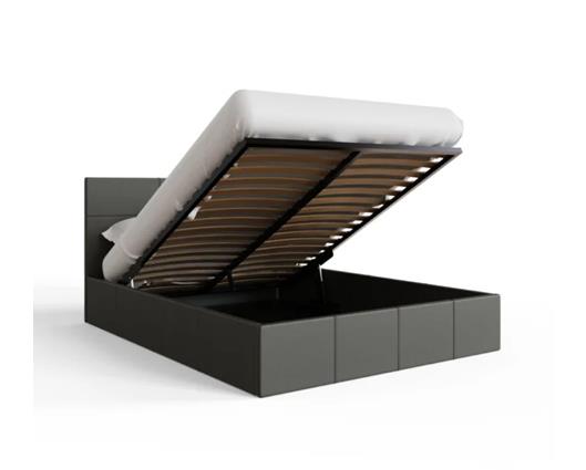 Small Double End Lift Ottoman Bed-Grey PU