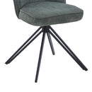 Aspen swivel dining chairs, green cord fabric with black metal legs (pair)