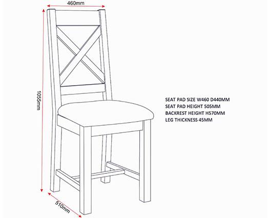 WINDSOR CROSS BACK DINING CHAIR (X2 PER BOX) - NATURAL OAK/OAT FABRIC