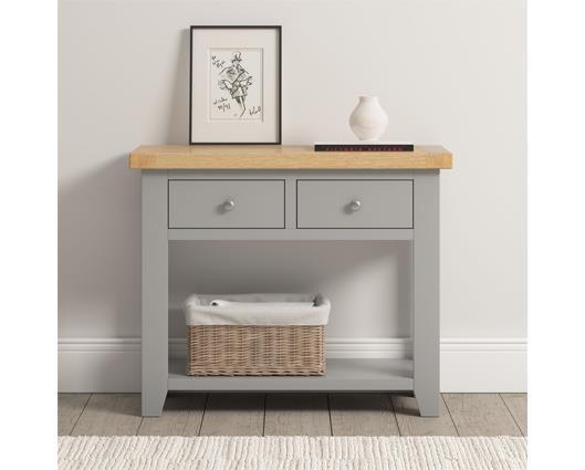 WINDSOR 2 DRAWER CONSOLE TABLE - PEBBLE GREY/OAK