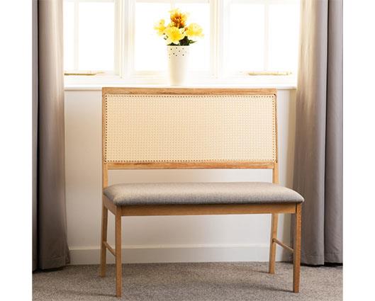 ELLIS DINING BENCH - OAK EFFECT/GREY FABRIC