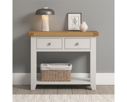 WINDSOR 2 DRAWER CONSOLE TABLE - IVORY/OAK
