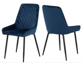HAMILTON & AVERY LARGE DINING SET (X6 CHAIRS) - MEDIUM OAK EFFECT/SAPPHIRE BLUE VELVET