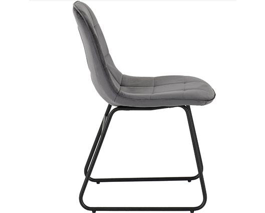 QUEBEC STRAIGHT & LUKAS DINING SET (X4 CHAIRS) - MEDIUM OAK EFFECT/GREY VELVET
