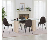 MODENA & ATHENS DINING SET (X4 CHAIRS) - CREAM/BROWN FAUX LEATHER