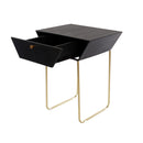 Apollo metal 1 drawer bedside cabinet, black with gold handle and legs
