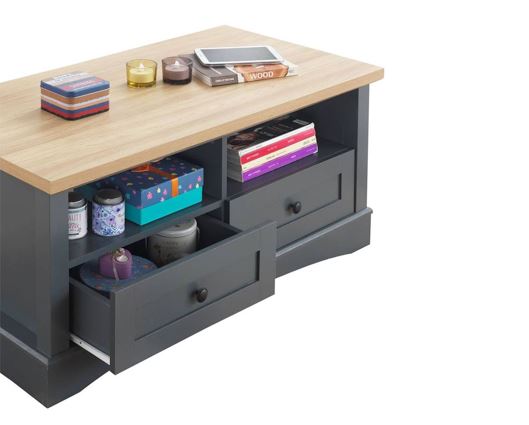 Carman Coffee Table with 2 Drawers-Grey