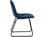 QUEBEC STRAIGHT & LUKAS DINING SET (X4 CHAIRS) - MEDIUM OAK EFFECT/SAPPHIRE BLUE VELVET