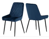 ATHENS RECT & AVERY DINING SET (X4 CHAIRS) - MEDIUM OAK EFFECT/SAPPHIRE BLUE VELVET