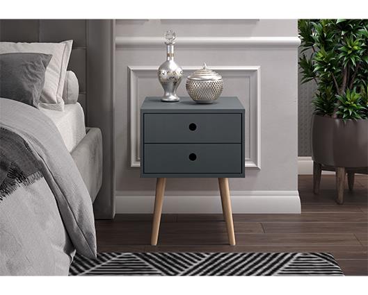 Scandia 2 Drawer Bedside Cabinet-Midnight Blue