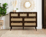 Croxley 7 Drawer Rattan Chest - Walnut