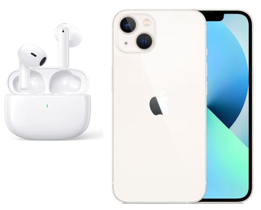 Refurbished Apple iPhone 13 128GB Starlight with Wireless Headphones