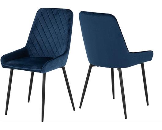 HAMILTON & AVERY MEDIUM DINING SET (X4 CHAIRS) - MEDIUM OAK EFFECT/SAPPHIRE BLUE VELVET