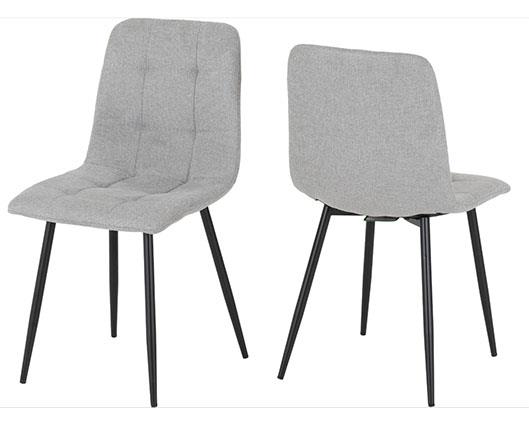 FENTON DINING SET (X4 CHAIRS) - WHITE/LIGHT GREY FABRIC
