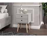 Scandia 2 Drawer Bedside Cabinet-Light Grey