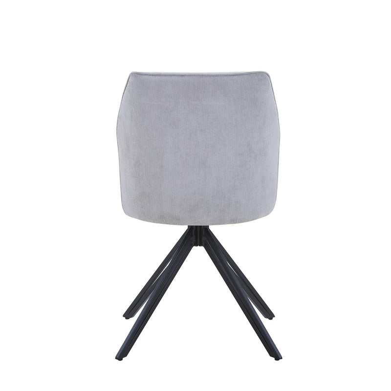 Aspen swivel dining chairs, light grey cord fabric with black metal legs (pair)