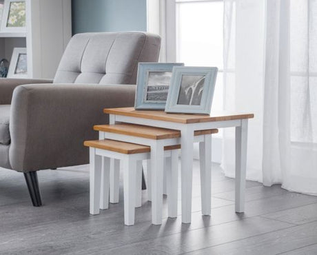 Clara Nest of Tables-White/Natural Oak