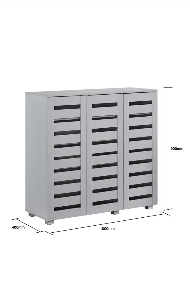 Euston 3 Door Shoe Cabinet - Light Grey