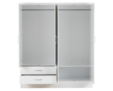Neptune 4 Door 2 Drawer Mirrored Wardrobe - White Gloss