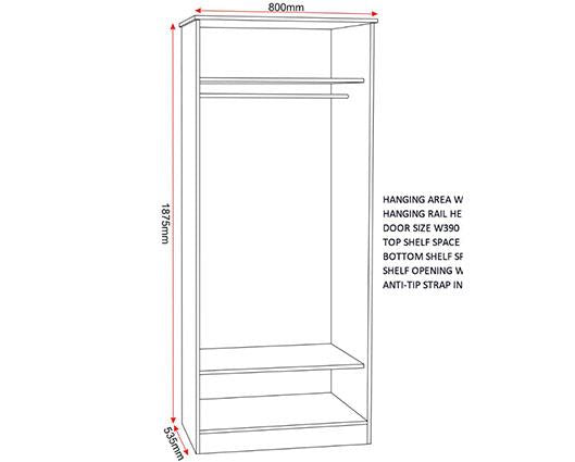 PORTLAND 2 DOOR WARDROBE - WHITE/OAK EFFECT
