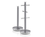 Swan Retro Towel Pole and Mug Tree Set Grey