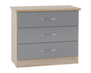 Neptune 3 Drawer Chest - Grey Gloss/Light Oak Effect Veneer