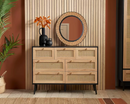 Catalina 7 Drawer Rattan Chest- Black