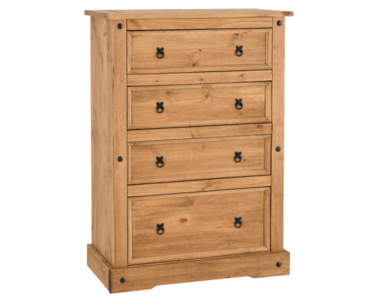 Corona 4 Drawer Dressing Table - Distressed Waxed Pine
