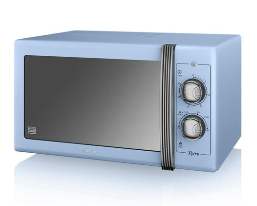 Retro Blue 900W Manual Microwave
