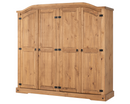Corona 4 Door Wardrobe - Distressed Waxed Pine