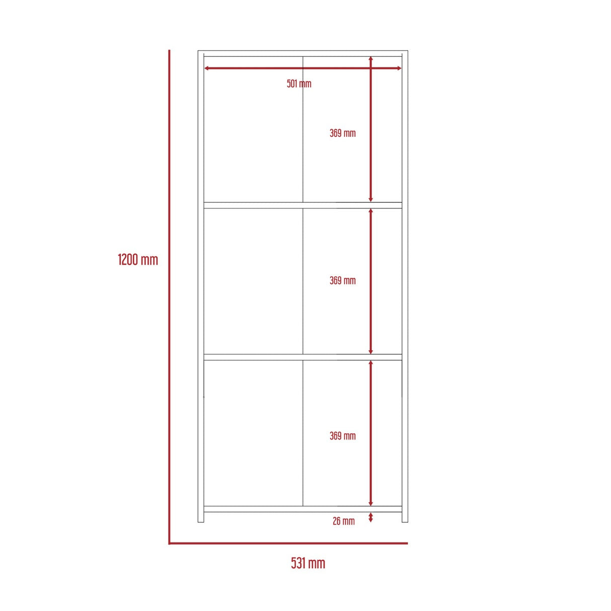 Dexter Low Bookcase with 3 Shelves