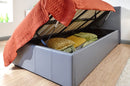 Serena Single Side Lift Ottoman Bed-Grey PU