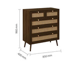 Croxley 5 Drawer Rattan Chest - Walnut