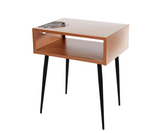 Galaxy metal bedside table, copper with black legs