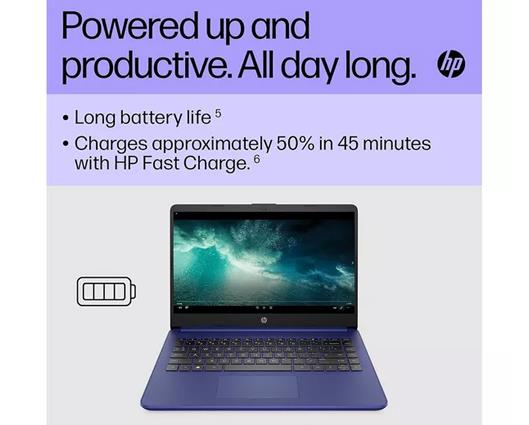 HP Stream 14" Intel Laptop 128GB Blue with HP DeskJet Wireless Printer & Protective Case