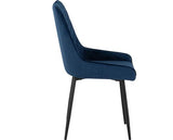 QUEBEC WAVE & AVERY DINING SET (X4 CHAIRS) - MEDIUM OAK EFFECT/SAPPHIRE BLUE VELVET
