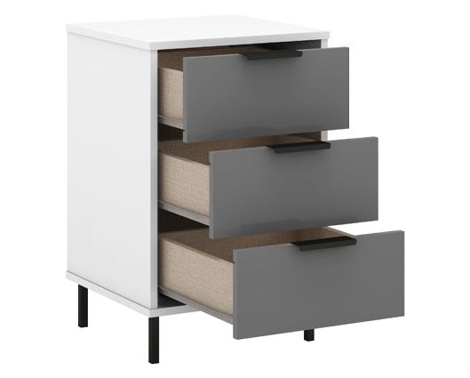 MADRID 3 DRAWER BEDSIDE - GREY/WHITE GLOSS