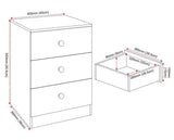 DENVER 3 DOOR WARDROBE BEDROOM SET - WHITE GLOSS