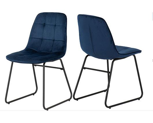 HAMILTON & LUKAS MEDIUM DINING SET (X4 CHAIRS) - MEDIUM OAK EFFECT/SAPPHIRE BLUE VELVET