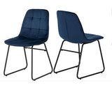 HAMILTON & LUKAS MEDIUM DINING SET (X4 CHAIRS) - MEDIUM OAK EFFECT/SAPPHIRE BLUE VELVET