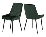 TREVISO & AVERY DINING SET (X4 CHAIRS) - LIGHT OAK EFFECT/EMERALD GREEN VELVET