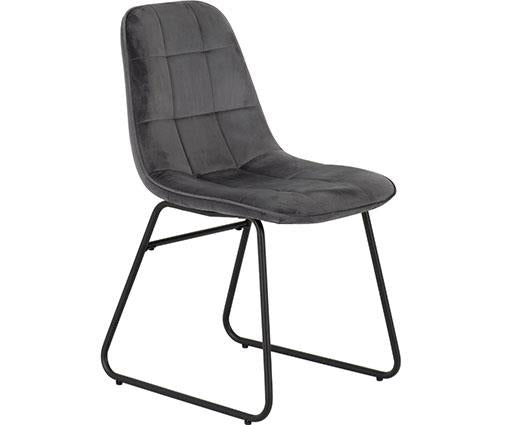 ATHENS ROUND & LUKAS DINING SET (X4 CHAIRS) - CONCRETE/GREY VELVET