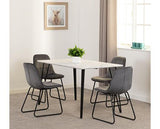 MARLOW & LUKAS DINING SET (X4 CHAIRS) - WHITE MARBLE/GREY VELVET