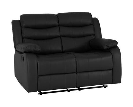 Roma 2 Seater Recliner Sofa - Black Faux Leather