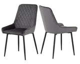TREVISO & AVERY DINING SET (X4 CHAIRS) - LIGHT OAK EFFECT/GREY VELVET