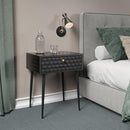 Saturn metal 1 drawer bedside cabinet, black with gold handle
