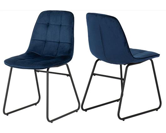 HAMILTON & LUKAS LARGE DINING SET (X6 CHAIRS) - MEDIUM OAK EFFECT/SAPPHIRE BLUE VELVET